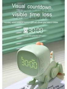 Pink Dinosaur Shaped Fun Alarm Clock With Multiple Functions+ 6 Alarm Tones+ Sound Control Time Reporting+ Indoor Temperature Display+ Sleep Assistant+ Ideal Gift For Girls - Green - View 7