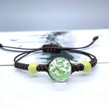 可調節搭配乾燥勿忘我花束手鍊,diy手工珠寶手鍊,創意時尚繩狀手鍊 - 白繩-玫瑰紅色 - 查看 27