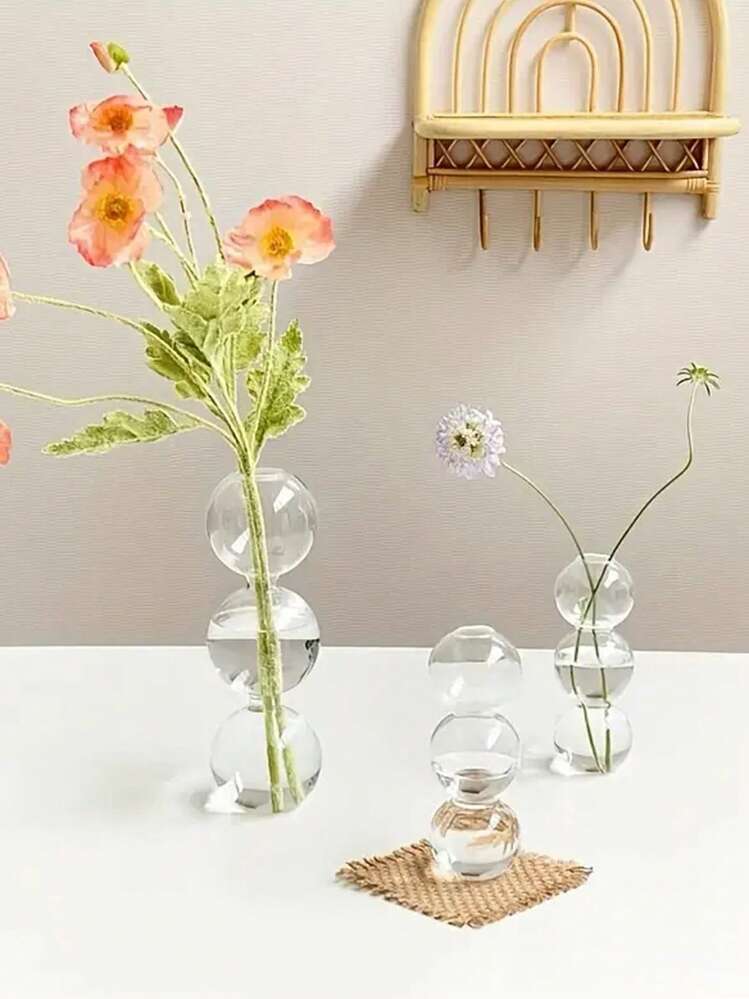 1 pièce Vase à fleurs hydroponique en verre transparent, vase à bouton de fleur unique en forme, décoration créative pour la maison, le mariage et la table à manger, décoration de la maison, décoration de la chambre, vase en verre - Transparent - Voir 4