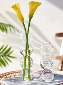 1入組透明玻璃氣泡水培花瓶,獨特形狀的單花花瓶,創意裝飾家庭、婚禮和餐桌 - 無色 - 查看 3