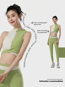 RUNNING GIRL High Waist Tummy Control Yoga Pants Soft Compression Workout Leggings For Yoga Exercise - Green - View 3