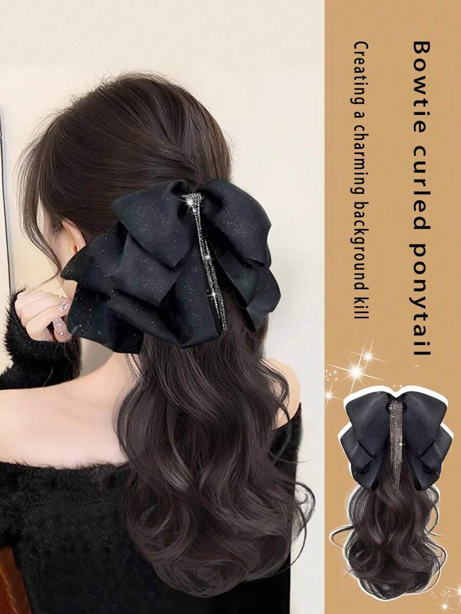 Ponytail Hair Extension Claw Clip For Women, Fall & Winter, Lower Hair