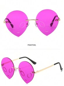 POLASUP 1 件装外星人主题男女通用绿色/黑色无框时尚眼镜，万圣节派对、音乐节、化装舞会的时尚配饰