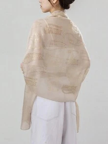 1 Miếng Dễ thương Mèo In Động vật Của phụ nữ Thanh lịch Mềm mại Khăn quàng cổ , Kem chống nắng , Ngày lễ Khăn choàng - A - Xem 3