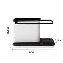 LIVINGANDHOME Living And Home Kitchen Sponge Cloth Holder Storage Rack, Multi-Purpose Sink Caddy Holder Organiser Shelf For Bathroom And Kitchen - Black and White - View 6