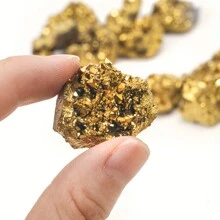 1pc Electroplated Gold Crystal Agate Cluster - Suitable For Home Decor, Crystal Specimen Collection, High-End Diy Jewelry Decoration, Festival Party, The Best Holiday Gift