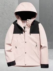 女士春秋戶外薄款登山防風透氣情侶款軟殼外套 - 粉色 - 查看 1