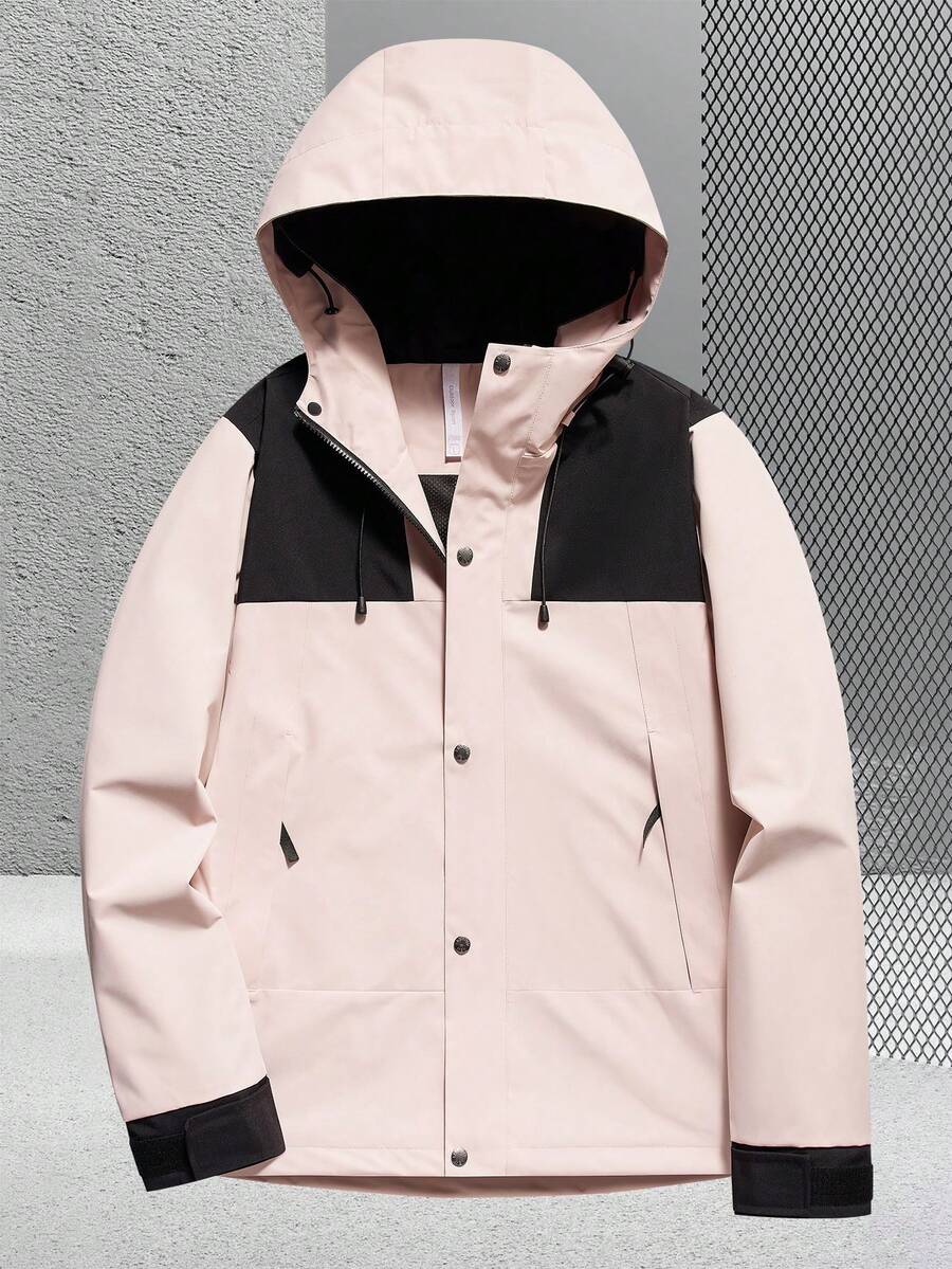 女士春秋戶外薄款登山防風透氣情侶款軟殼外套 - 粉色 - 查看 1