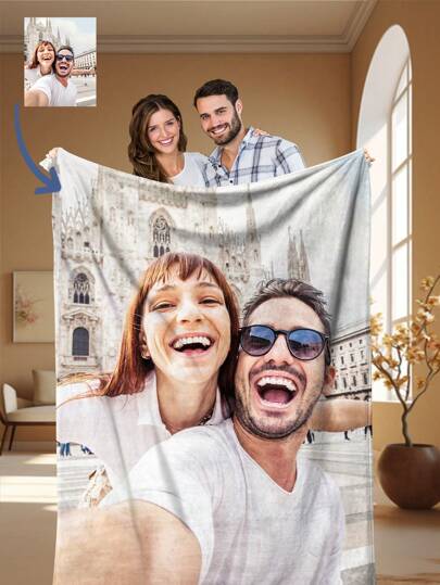 Manta personalizada com foto (1 unidade), ideal para fotos de família, animais de estimação e casais. Perfeita para o Dia das Mães, Dia dos Pais, Dia dos Namorados, Carnaval, Páscoa, Dia de Ação de Graças, Dia da Mentira, Volta às Aulas, Cobertor para cochilo no escritório, Manta personalizada, Durável, Respirável, Leve, Lavável, Divertida, Fofa, Romântica, Macia, Confortável, Elegante, Simples, Personalizada, Única, Presente Ideal para Ele, Mantas Personalizadas, Momentos em Família.