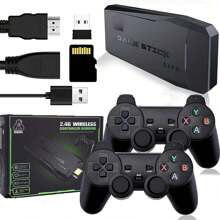 Consola de juegos retro - Palanca de juegos nostálgica - Palanca de juegos retro inalámbrica, videojuego para enchufar y jugar con 12,000+ juegos incorporados, salida compatible con 4K HDMI, 9 emuladores clásicos, con 2 controladores inalámbricos de 2.4G - Negro - Ver 1