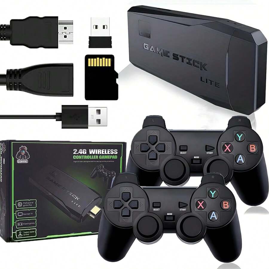 Consola de juegos retro - Palanca de juegos nostálgica - Palanca de juegos retro inalámbrica, videojuego para enchufar y jugar con 12,000+ juegos incorporados, salida compatible con 4K HDMI, 9 emuladores clásicos, con 2 controladores inalámbricos de 2.4G - Negro - Ver 1