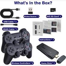 Consola de juegos retro - Palanca de juegos nostálgica - Palanca de juegos retro inalámbrica, videojuego para enchufar y jugar con 12,000+ juegos incorporados, salida compatible con 4K HDMI, 9 emuladores clásicos, con 2 controladores inalámbricos de 2.4G - Negro - Ver 7