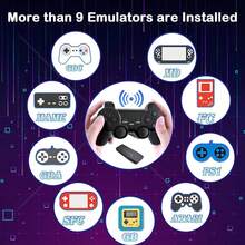 Consola de juegos retro - Palanca de juegos nostálgica - Palanca de juegos retro inalámbrica, videojuego para enchufar y jugar con 12,000+ juegos incorporados, salida compatible con 4K HDMI, 9 emuladores clásicos, con 2 controladores inalámbricos de 2.4G - Negro - Ver 3