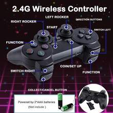 Consola de juegos retro - Palanca de juegos nostálgica - Palanca de juegos retro inalámbrica, videojuego para enchufar y jugar con 12,000+ juegos incorporados, salida compatible con 4K HDMI, 9 emuladores clásicos, con 2 controladores inalámbricos de 2.4G - Negro - Ver 2