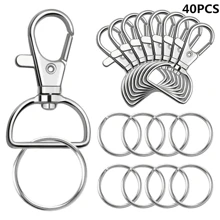 40pcs Lobster Clasps + 20pcs Key Rings + 20pcs Split Rings Diy Jewelry Craft Making Keychains Valentine's Day Gifts For Men And Women - Silver - View 7