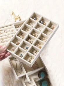 4pcs Stackable Velvet Jewelry Tray For Bracelet, Earring, Diy Drawer Organizer Portable Multi-Purpose Storage For Rings, Earrings And Necklace With Elegant Stackable Design - Multicolor - View 3