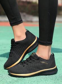 Giày thể thao nhẹ VanWeir dành cho nữ, giày chạy bộ buộc dây, phù hợp cho hoạt động trong nhà/ngoài trời, thể thao và đi bộ hàng ngày - vàng đen - Xem 3