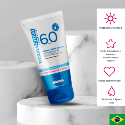 Kit 2 Protetor Solar FPS 60 Sem Cor Anti Envelhecimento Dermachem