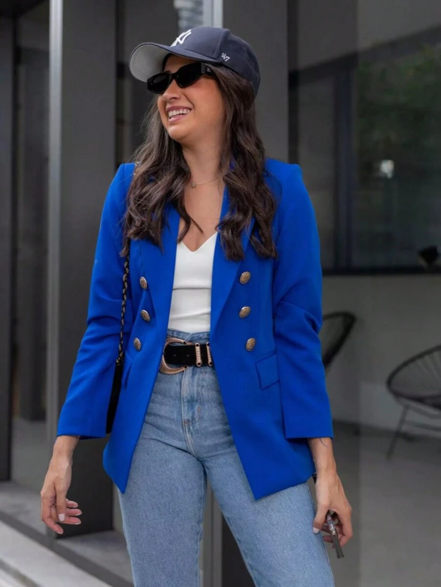 Women Blazers - Royal Blue - View 1