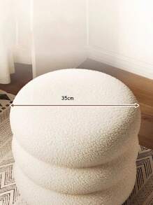 3 Lớp Da cừu Màu kem Tròn Ghế đẩu Đối với Phòng khách Hoặc Phòng ngủ Như Giày Thay đổi Ghế đẩu - trắng - Xem 2
