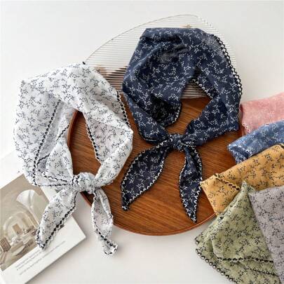 1 件 Ditsy Floral 百搭三角形围巾 夏季防紫外线颈部保暖头带 女式 冬季秋季