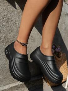 1雙女款防水、防滑、柔軟舒適鞋墊,純色休閒工作鞋 - 黑色 - 查看 4