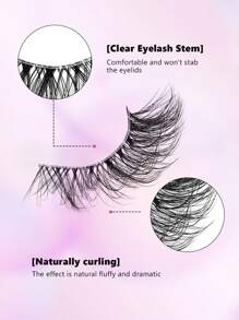 7对Asiteo透明带柔软自然纤细猫眼仿貂毛假睫毛，蓬松半眼睫毛，假睫毛 - 眼尾拉長款 - 查看 3