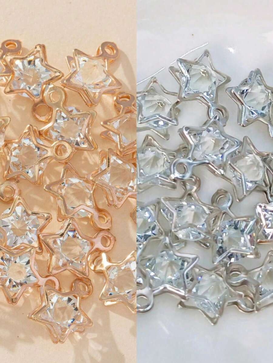 20入組/套水鑽星星DIY吊墜