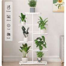 1 件 6 層 7 盆鐵藝植物架室內/室外空間優化專家（不包括植物和花盆等配件） - 白色 - 查看 1