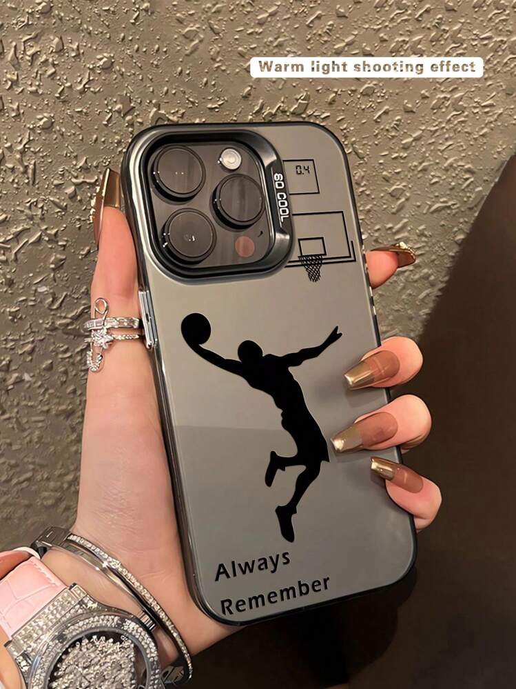 1 pieza Carcasa de teléfono a prueba de golpes con impresión de baloncesto de moda, compatible con series Apple y Samsung, regalo para novio - Multicolor - Añade 2