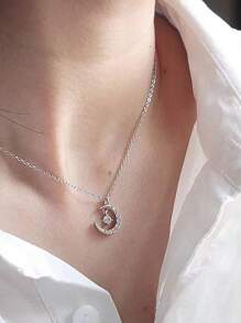 1 pieza collar con colgante en forma de estrella y luna de acero inoxidable para mujer