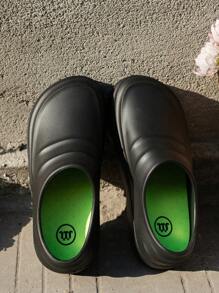 1雙女款防水、防滑、柔軟舒適鞋墊,純色休閒工作鞋 - 黑色 - 查看 6