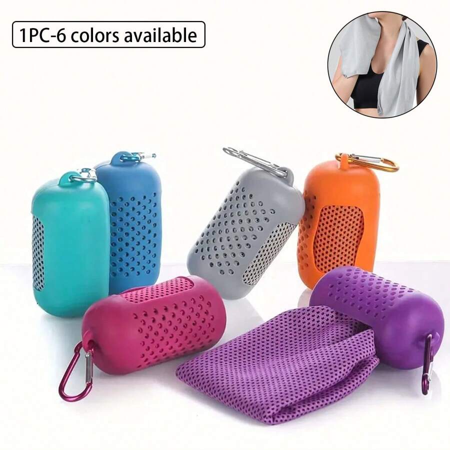 1 Stück Sommer Eis Seidenhandtuch, Sporttuch für Outdoor-Einsatz, schnell trocknend und kühlend, mit Silikonbeutel zur Aufbewahrung, ein kühles und tragbares Handtuch geeignet für Outdoor-Reisen, Fitness, Laufen, Schwimmen, Strand und andere Anlässe