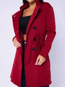 Women Overcoats - 酒紅色 - 查看 1