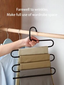 1pc Stainless Steel Multi-Functional Pants Non-Marking Hanger With Multiple Layers, Anti-Slip Closet Trouser Rack Decorations Autumn Decor Festival Decor Room Decor Home Decor Fall Decor Bedroom Decor - S-shaped Hanger - View 4