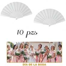 10 White Fabric Fans Souvenir Party Decoration Wedding Christening Souvenir Summer Gift - 白色 - 查看 1