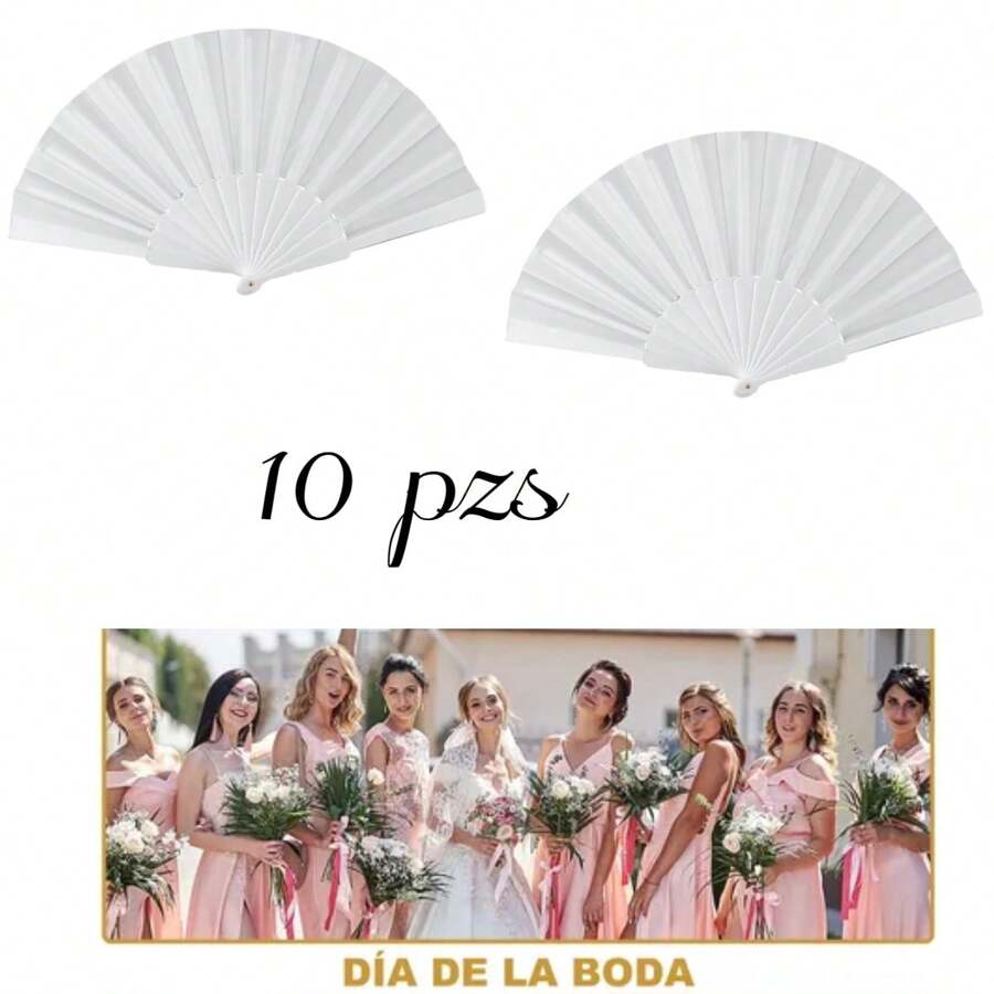 10 White Fabric Fans Souvenir Party Decoration Wedding Christening Souvenir Summer Gift - 白色 - 查看 1