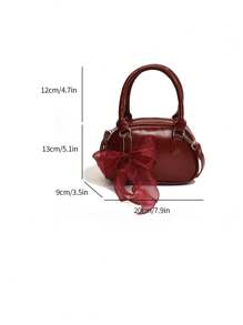 Túi xách thời trang bằng chất liệu PU có trang trí nơ cho nữ có dây đeo vai, thích hợp cho những dịp trang trọng như tiệc tùng và đám cưới, túi thời trang màu đỏ tía - Màu Đỏ Sâu - Xem 7