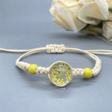 可調節搭配乾燥勿忘我花束手鍊,diy手工珠寶手鍊,創意時尚繩狀手鍊 - 白繩-玫瑰紅色 - 查看 16