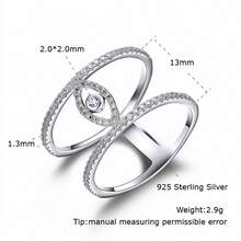 1只輕盈的925銀鑲嵌鑽石,奢華氣氛,簡約獨特設計,女士戒指 - 銀色 - 查看 5