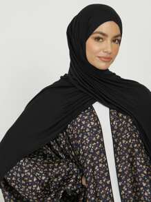 1pc Women's Solid Color Jersey Hijab Scarf, Various Sizes Available Headband For Abaya Women Veil