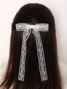 2 piezas Pinza de pelo con lazo de encaje blanco estilo japonés lindo para mujeres, accesorio para el cabello lateral de verano, regalo del Día de San Valentín, pinzas para el cabello en forma de garra