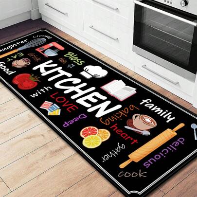 X&M HDeco 1pc Premium Prints Kitchen Soft Comfort Standing Mat,Absorbent Anti-Slip Durable Anti- Stain Mat,Suitable For Bathroom Doorway Kitchen Dining Room Carpet,Living Room Bedroom Home Decor Rug