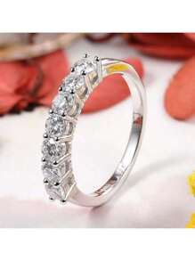 1PC Moissanite Wedding Band Rings For Women 925 Sterling Silver 3mm Round Cut  Wedding Anniversary Ring Jewelry Gifts For Her With GRA Certificate