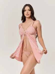 Plus Size Nightgowns & Sleepshirts - Màu hồng gỉ - Xem 2