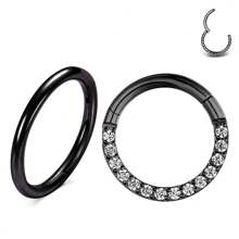 2 PEZZI Anelli per il naso a cerchio in acciaio chirurgico 316L con CZ frontali chiari, anelli per orecchie, cartilagine, daith, tragus, elice, rook, anelli per ombelico, capezzolo, setto nasale, sopracciglio, labbra, lobo, elice sottile da 6 mm, 8 mm, 10 mm, regali di San Valentino, gioielli per body piercing di San Valentino