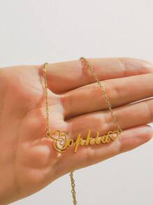 1 件简约不锈钢心形英文名字女士个性化项链适合情人节、妈妈、母亲、母亲节、礼物