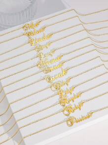 1 件简约不锈钢心形英文名字女士个性化项链适合情人节、妈妈、母亲、母亲节、礼物