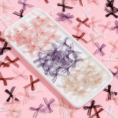 30 chiếc/gói nơ organza trang trí móng tay, 2.5x1.5mm, phụ kiện trang sức DIY, nơ trang trí nhỏ.