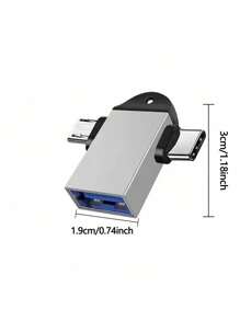 1pc Type-C/Android Dual-Use Usb Conversion Adapter, Suitable For Devices Such As U Disk, Cooler, Card Reader, Phone, Computer, Mouse, Otg Conversion Adapter - Silver - View 2